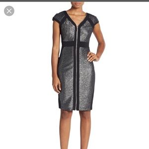 Connected Apparel metallic silver zip cocktail